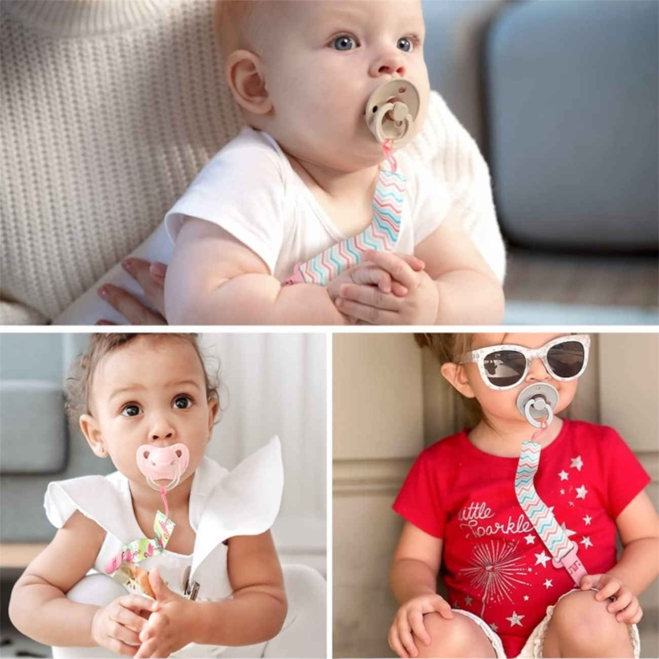 Pico-Clip-Schnullerband für Babys – Sicher, langlebig und einfach zu befestigen, 8er-Pack