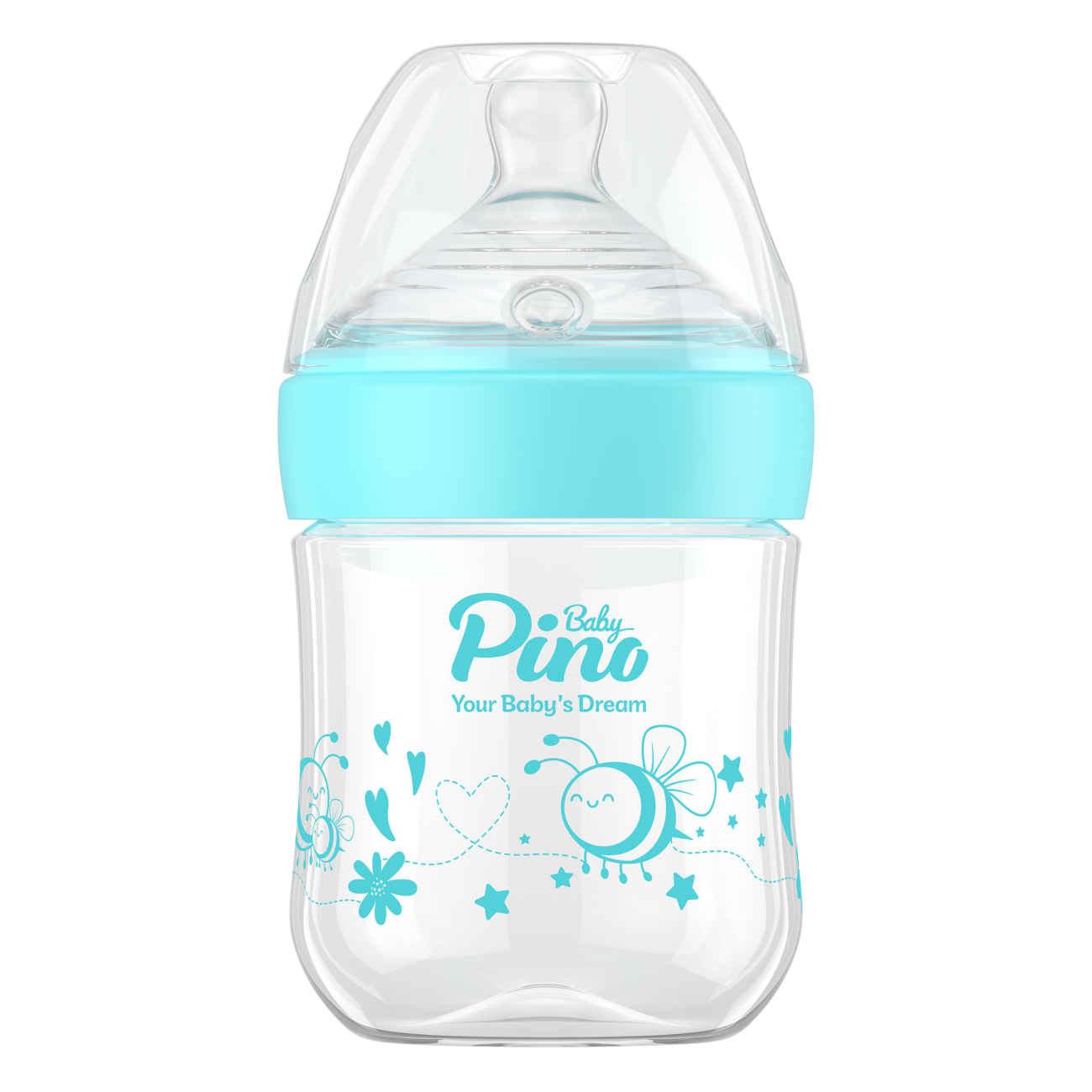 Pino Trinkflasche für Säuglinge – Bequemer Griff & Liebliches blaues Bienenmuster – 150 ml