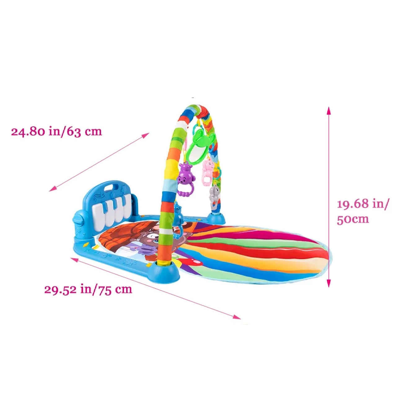 Sichere und weiche Babyspielmatte mit Tiermotiven, Klavierfunktion und Rasseln