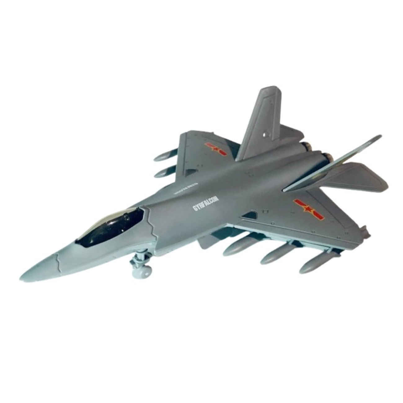 Tarnkappen-Kampfjet-Modell J-35 – Dekoratives Sammlerstück mit roten und blauen LED-Leuchten und Klangeffekten