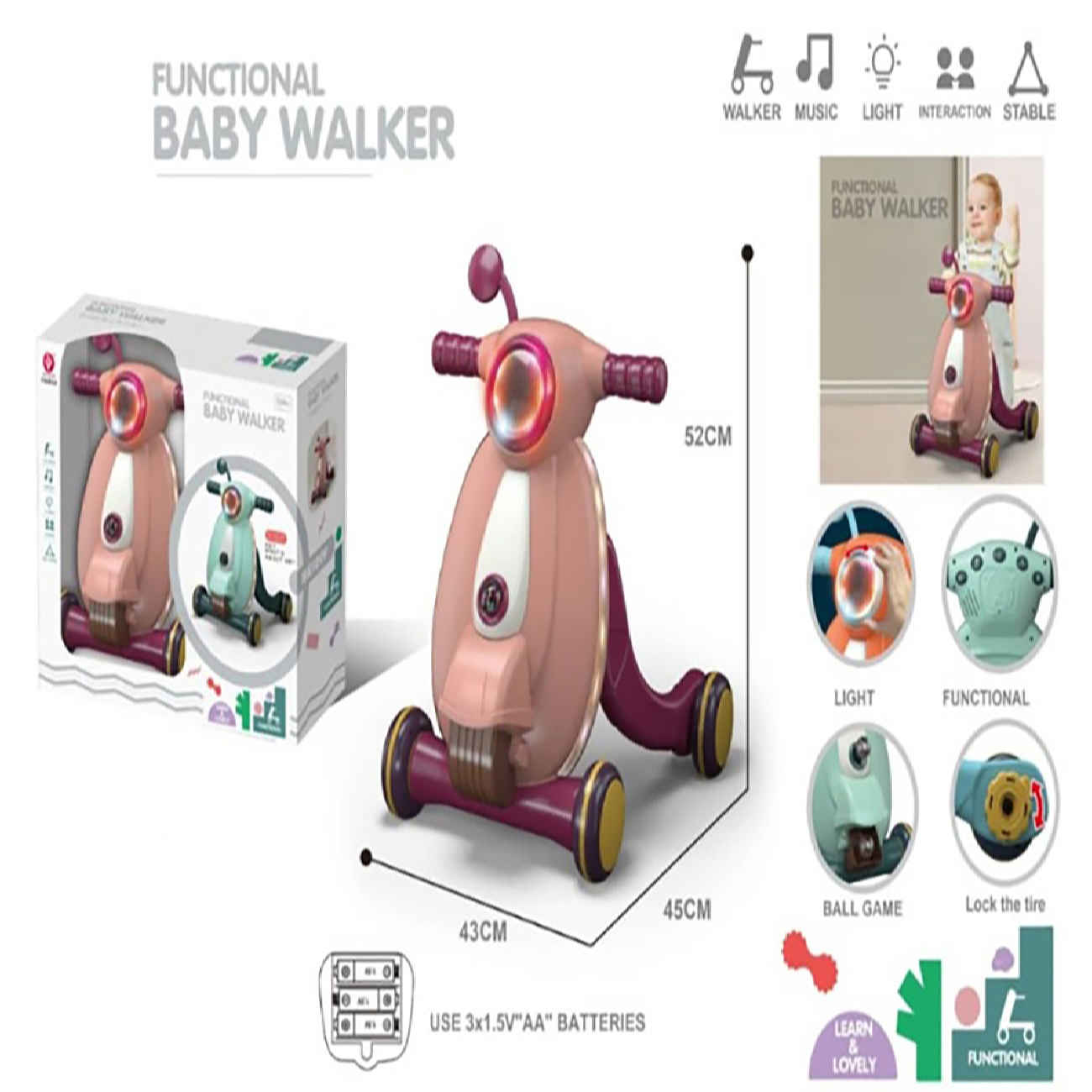 Einzigartiger Lauflerner im Motorrad-Design – Wandelbarer Roller mit Musiktafel und Sicherheitsbremse