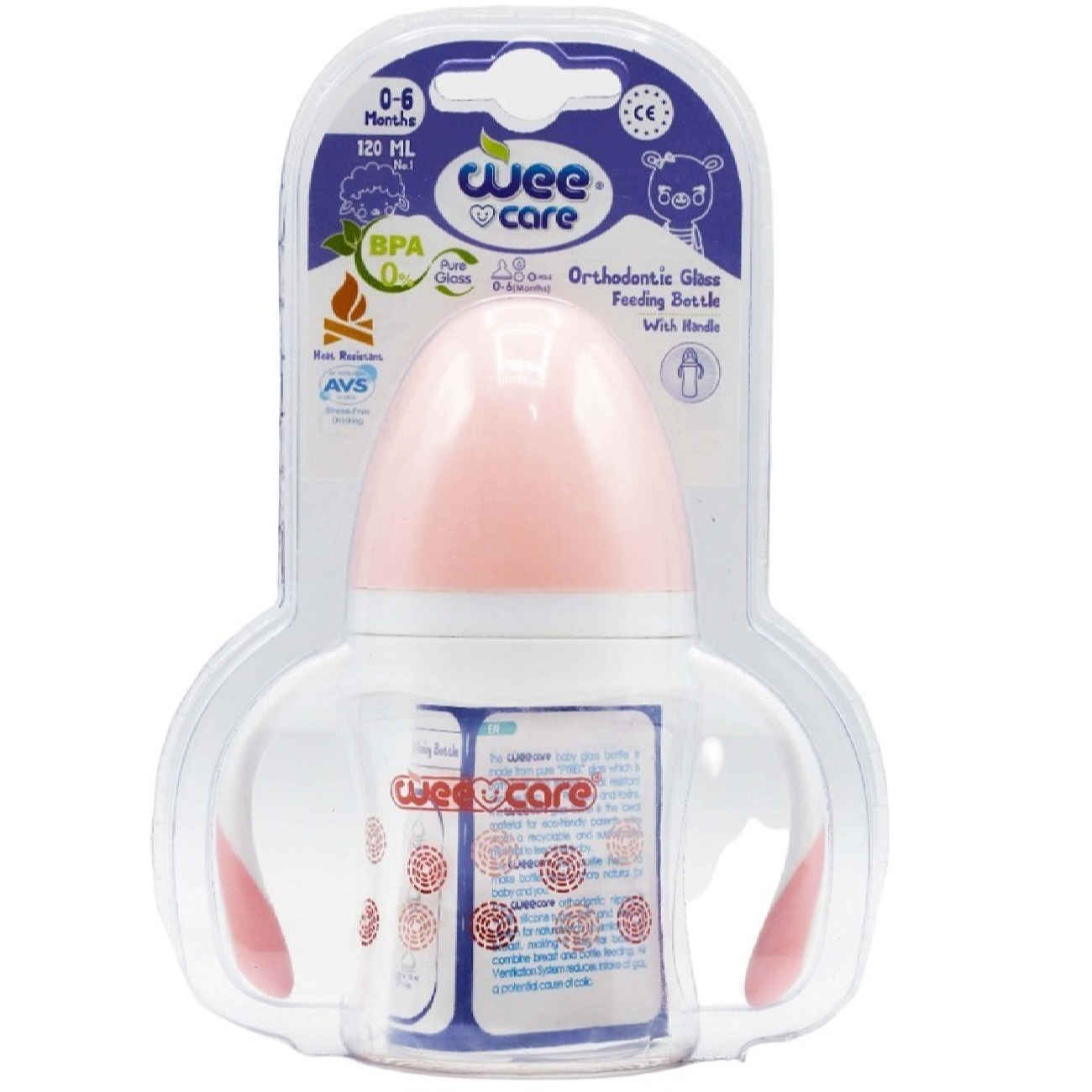 Wee Care Wide-Neck Pyrex Baby Bottle with Handles –120ml