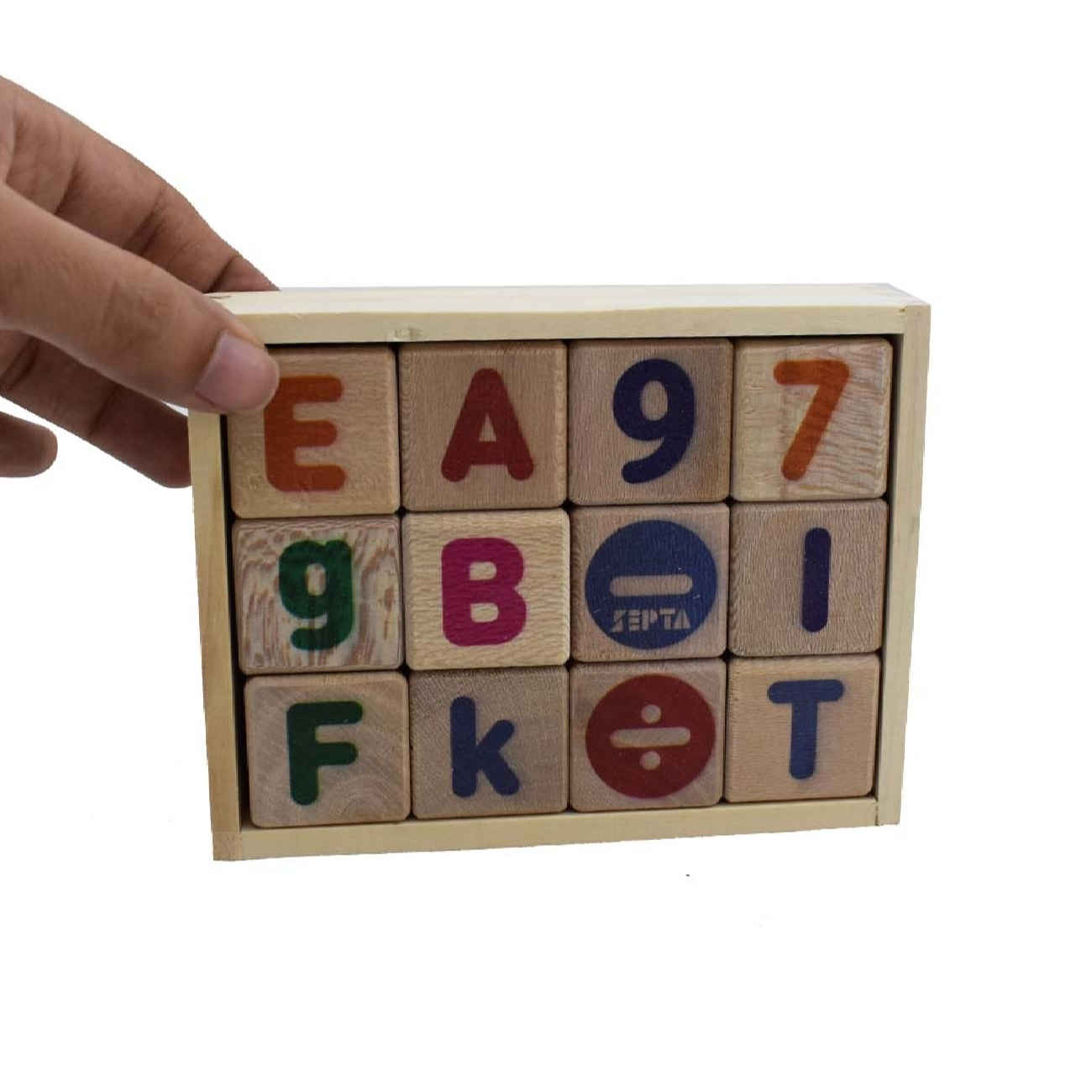 Holze­rne Alphabet- und Zahlenblöcke – Spielerisches und Pädagogisches Lernspiel