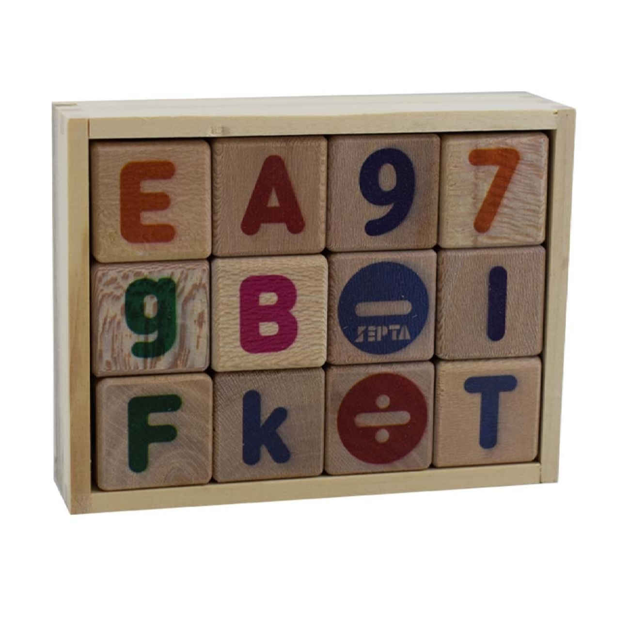 Holze­rne Alphabet- und Zahlenblöcke – Spielerisches und Pädagogisches Lernspiel